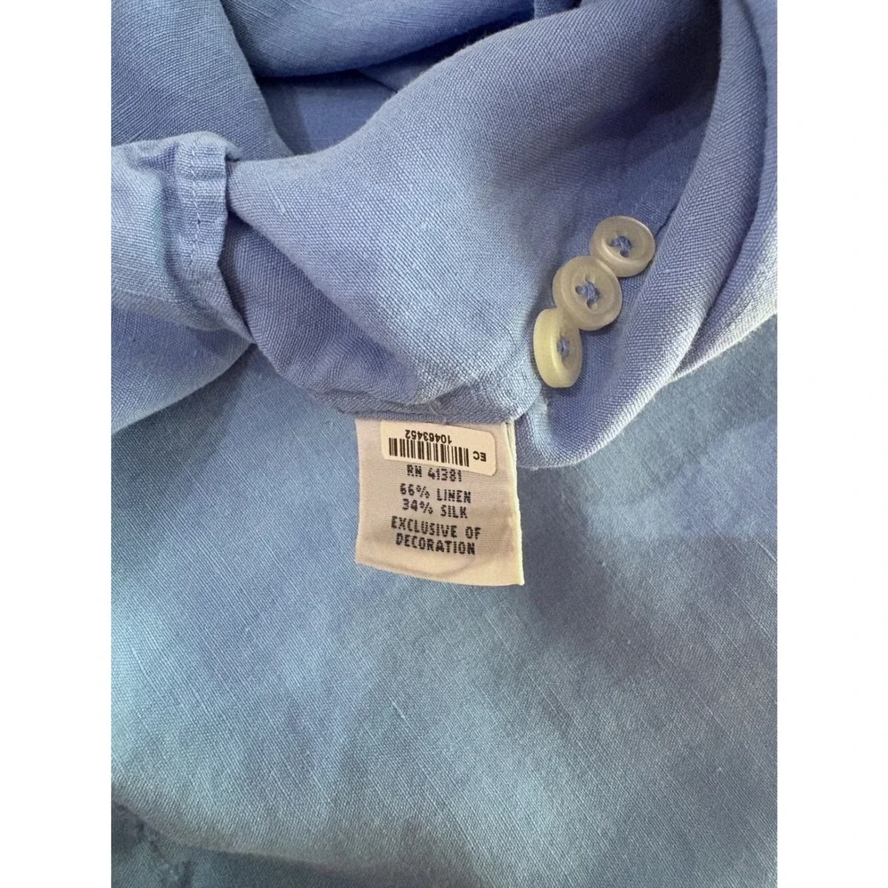 Polo Ralph Lauren Blue Linen Silk Blend Button Front Camp Shirt XL